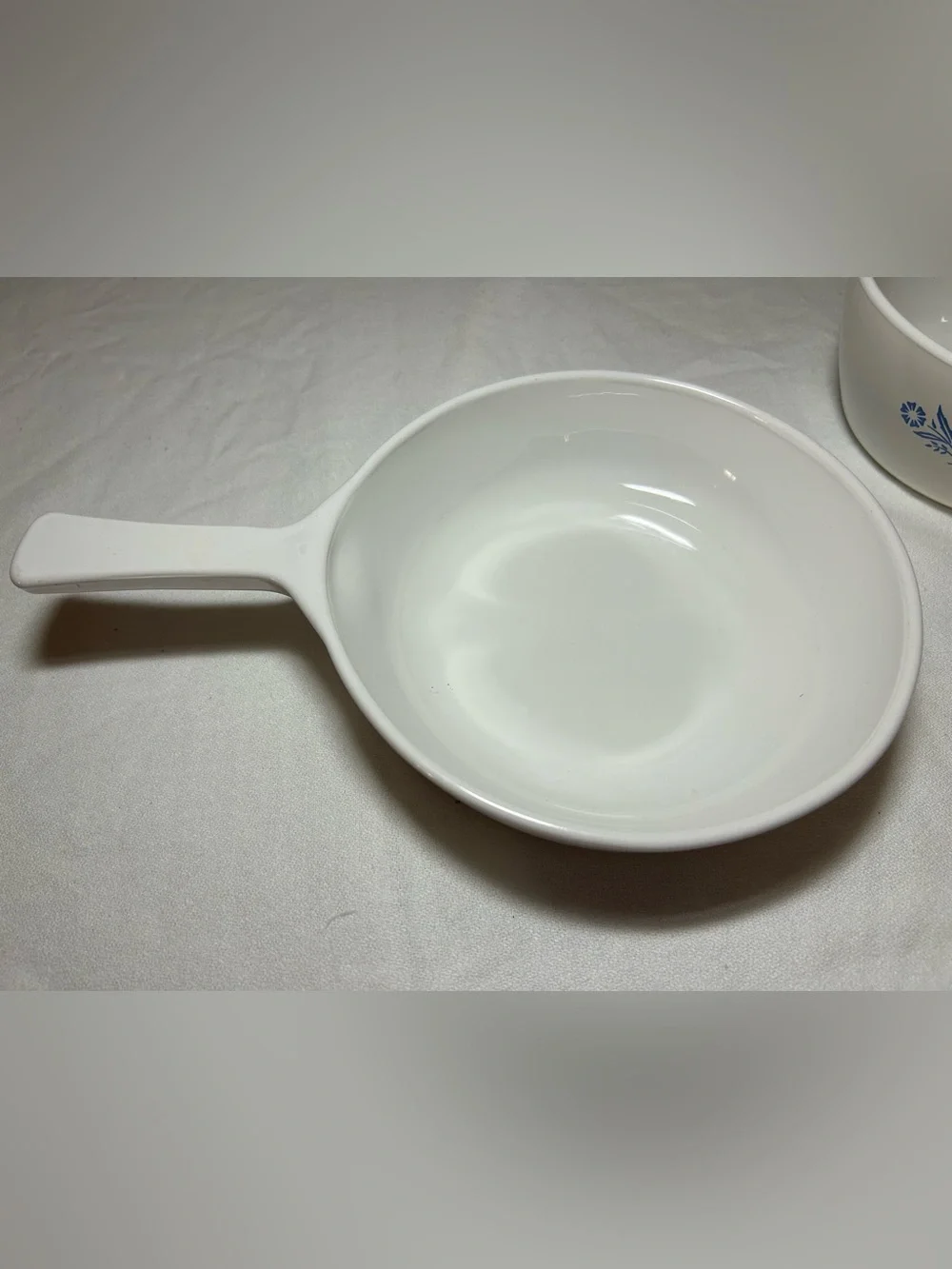 2 Corning Ware Blue Cornflower Ceramic Cooking Skillets 6 1/2” & 1-1/2 Pint